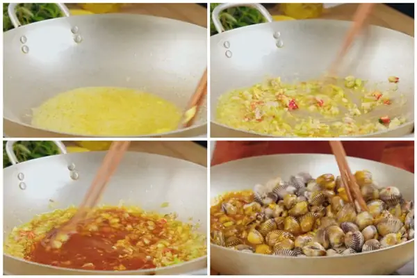 Bước 3: Cách xào sò huyết