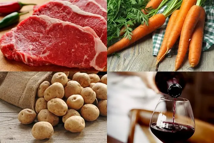 Chuẩn bị nguyên liệu làm món thịt lợn sốt vang