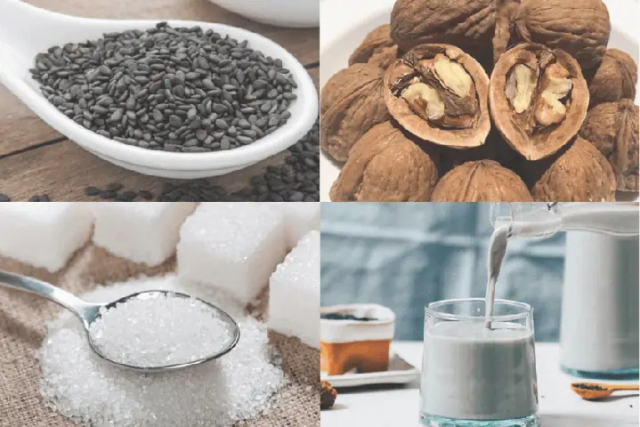 4Cách nấu sữa mè đen với hạt óc chó