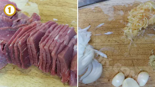 Chuẩn Bị Sơ Chế Thịt Bò Và Các Nguyên Liệu Gia Vị