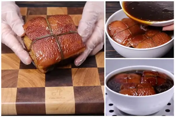 Bước 5: Hấp thịt đông pha