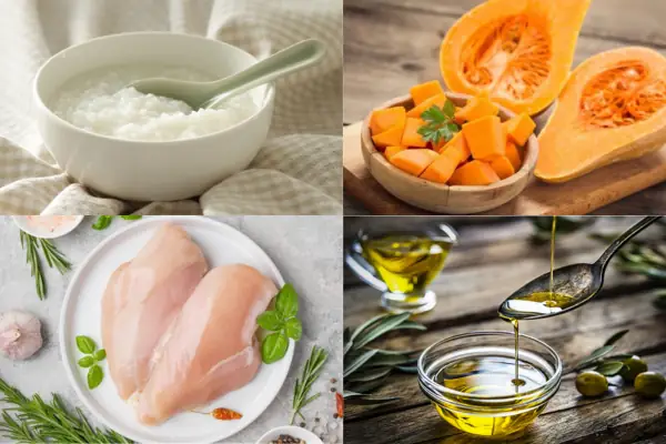 Cách nấu cháo thịt gà cho bé ăn dặm với bí đỏ