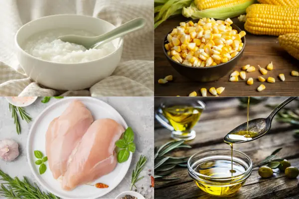 Cách nấu cháo thịt gà cho bé ăn dặm với ngô ngọt