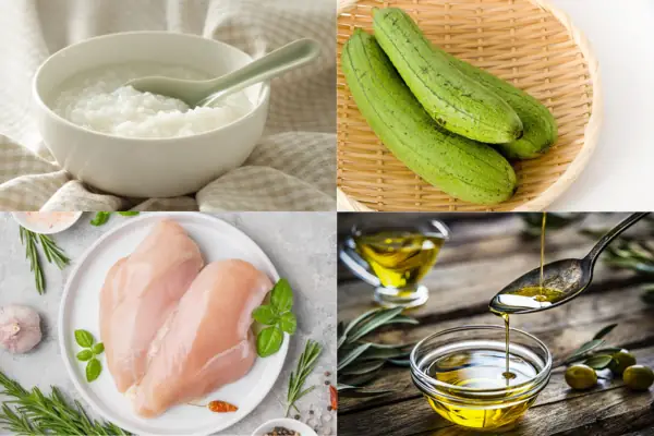 Cách nấu cháo gà cho bé ăn dặm với mướp hương