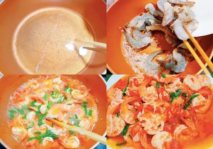 Xào tôm và cà chua