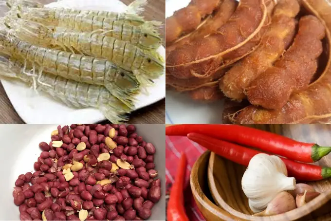 Nguyên liệu làmtôm títrang me chua ngọt