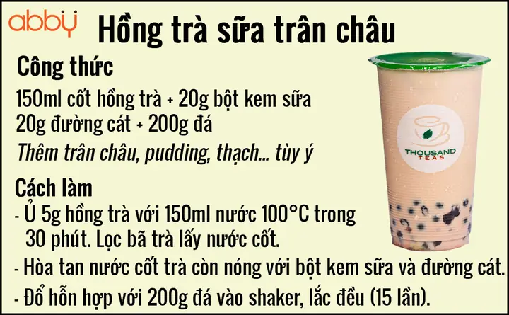 Công Thức Hoàn Chỉnh Cho 01 Cốc Trà Sữa