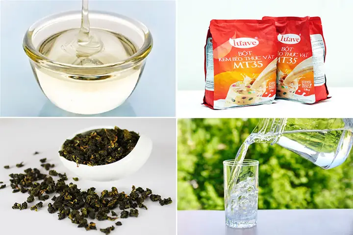 1. Nguyên liệu chuẩn bị công thức pha trà sữa với bột béo