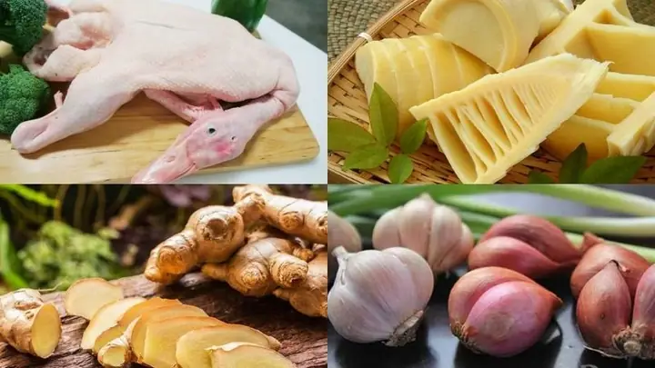 1nguyên Liệu Làm Món Vịt Xáo Măng