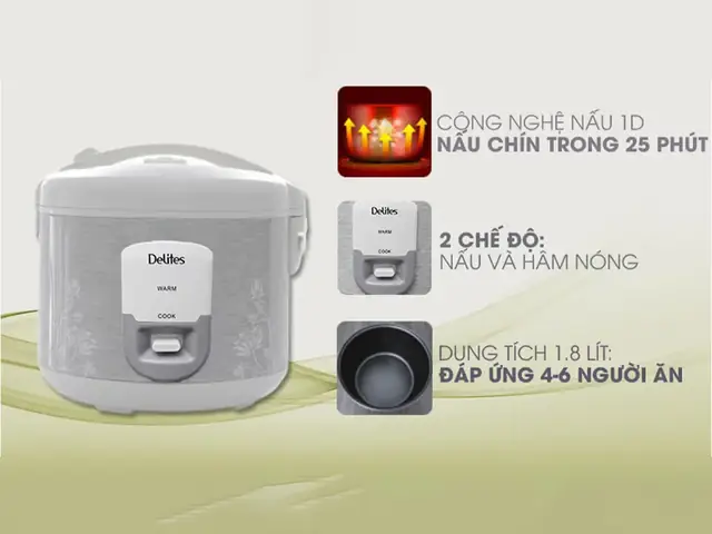 1. Ưu điểm khi nấu xôi bằng nồi cơm điện Delites 1.8 lít NCG1805