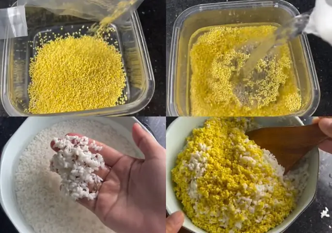 Bước 2: Trộn Nếp Và Hạt Kê