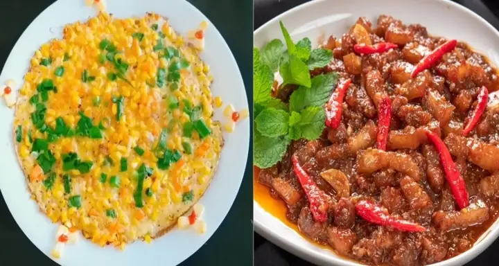 Trứng Chiên - Thịt Xào Mắm Ruốc Trứng Chiên - Thịt Xào Mắm Ruốc