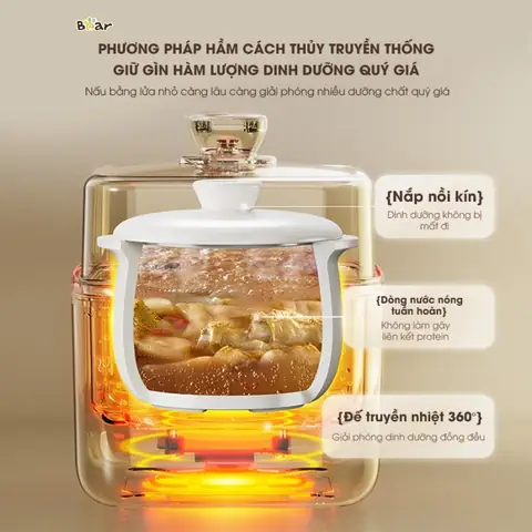 Nồi Nấu Cháo Chậm Bear Cách Thủy