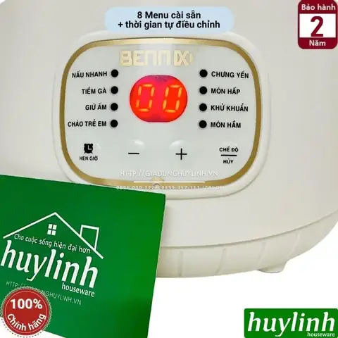 Nồi chưng yến Bennix BN-10SLCcó dung tích 1 lít; kèm theo xửng hấp giúp nấu 2 món ăn cùng 1 lúc; sản phẩm trang bị 8 chương trình cài sẵn nấu nướng cùng chế độ hẹn giờ nấu thuận tiện. Nồi chưng yến Bennix BN-10SLCcó dung tích 1 lít; kèm theo xửng hấp giúp nấu 2 món ăn cùng 1 lúc; sản phẩm trang bị 8 chương trình cài sẵn nấu nướng cùng chế độ hẹn giờ nấu thuận tiện.